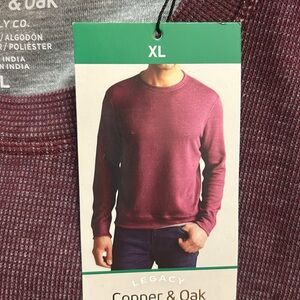 NWT Copper & Oak Men’s Crew Pullover 75% Cotton Red size XL